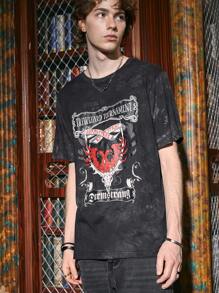 ROMWE MEN Harry Potter | ROMWE 男士紮染字母圖案T恤 - 彩色 - 查看 6