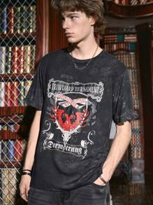 ROMWE MEN Harry Potter | ROMWE 男士紮染字母圖案T恤 - 彩色 - 查看 8