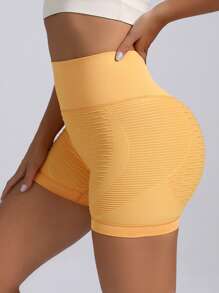 寬腰帶緊縮褶皺臀部運動短褲