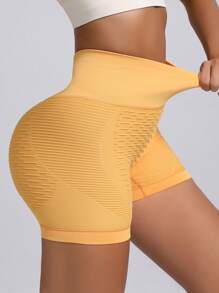 寬腰帶緊縮褶皺臀部運動短褲
