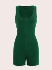 SHEIN BASICS Đơn vị Nữ màu trơn - Màu xanh lá cây đậm - Xem 1