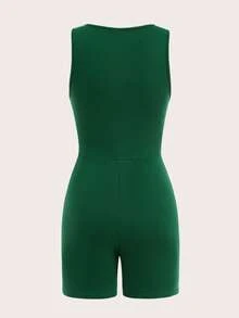 SHEIN BASICS Đơn vị Nữ màu trơn - Màu xanh lá cây đậm - Xem 2