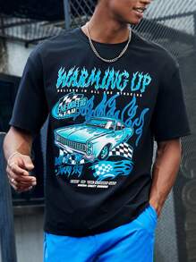 Manfinity RebelGame Áo thun nam Lá thư Ô tô/xe hơi Đường phố - màu đen - Xem 1