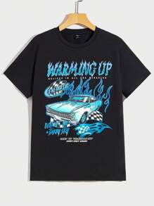 Manfinity RebelGame Áo thun nam Lá thư Ô tô/xe hơi Đường phố - màu đen - Xem 2