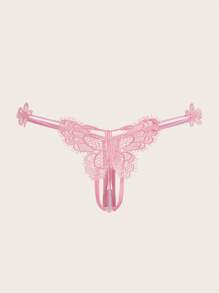 ROMWE Kawaii 蝴蝶设计开裆内裤内衣 - 粉色 - 查看 1