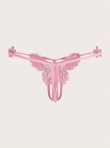 ROMWE Kawaii 蝴蝶设计开裆内裤内衣 - 粉色 - 查看 2