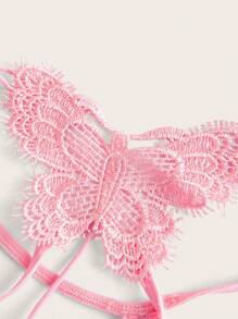 ROMWE Kawaii 蝴蝶设计开裆内裤内衣 - 粉色 - 查看 4