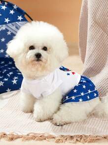 PETSIN 1 pieza Vestido de mascota Día de la Independencia con estampado de estrella - Multicolor - Ver 6