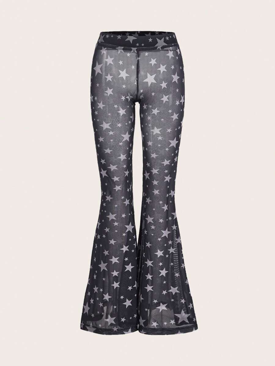 SHEIN ICON Quần nữ cắt Hình học Tất cả trên in Gợi cảm - Đen và trắng - Xem 1