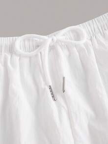 SHEIN ICON Flap Pocket Side Drawstring Waist Parachute Pants - White - View 8