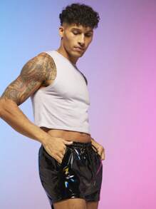 FeverCity 男士素色短款背心 - 紫丁香色 - 查看 4