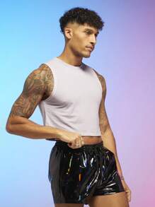 FeverCity 男士素色短款背心 - 紫丁香色 - 查看 6