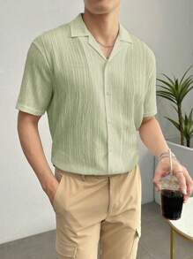 GENTILAND 男士素色前紐扣襯衫 - 薄荷綠 - 查看 1