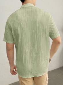 GENTILAND 男士素色前紐扣襯衫 - 薄荷綠 - 查看 2