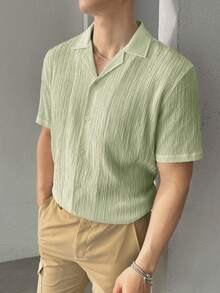 GENTILAND 男士素色前紐扣襯衫 - 薄荷綠 - 查看 5