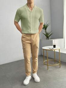 GENTILAND 男士素色前紐扣襯衫 - 薄荷綠 - 查看 6