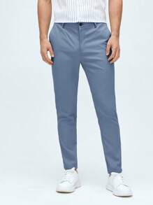 Manfinity VCAY Men Slant Pocket Solid Suit Trousers - Dusty Blue - View 4