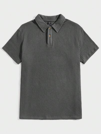 Guys Waffle Knit Polo Shirt