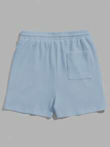 Manfinity RebelGame 男士玫瑰印花腰部抽繩短褲 - 淺藍色 - 查看 2