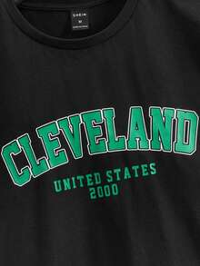 Manfinity RebelGame Hombres con estampado de letra Camiseta & de cintura con cordón Shorts - Multicolor - Ver 3