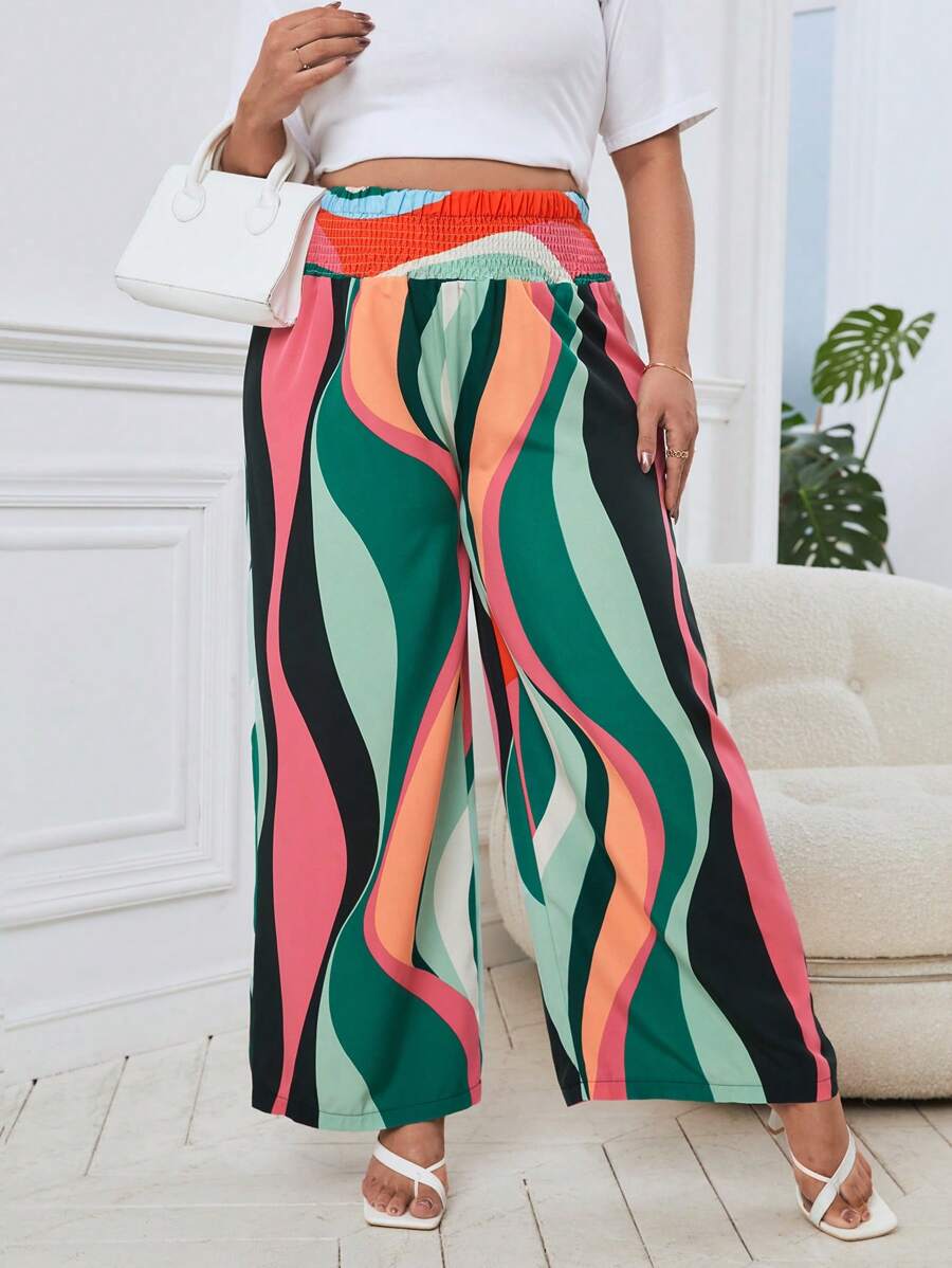 SHEIN Privé Hơn Khối màu Quần ống rộng - Nhiều màu - Xem 1