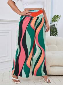 SHEIN Privé Hơn Khối màu Quần ống rộng - Nhiều màu - Xem 6