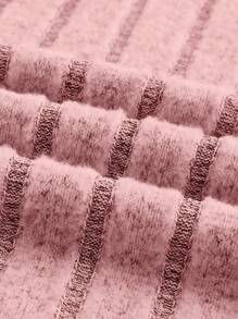 SHEIN EZwear 秋冬纯色樱花粉宽版罗纹针织铅笔裙 - 藕粉色 - 查看 4