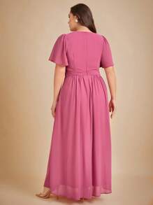 SHEIN Belle 大碼蝴蝶袖抽褶腰伴娘洋裝