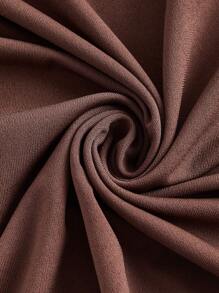 SHEIN EZwear Váy Plus Size Xù Tách cao màu trơn Giải trí - Màu nâu Sô-cô-la - Xem 4