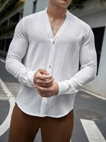 Manfinity NXTstreet Hombres Camisa unicolor con botón