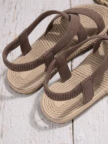 女士交叉帶露跟涼鞋,度假夏天仿麂皮平底涼鞋