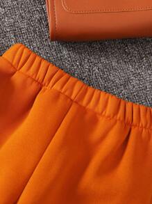 SHEIN 男小童熊貼布3D耳朵設計連帽夾克和運動褲 - 橘色 - 查看 5