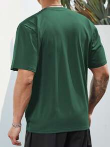 Manfinity Homme Men Plus Slogan Graphic Tee - Dark Green - View 2