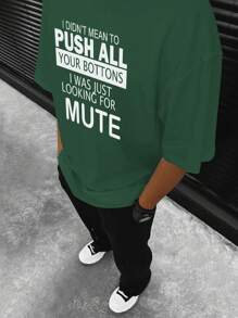 Manfinity Homme Men Plus Slogan Graphic Tee - Dark Green - View 3