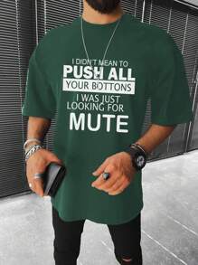 Manfinity Homme Men Plus Slogan Graphic Tee - Dark Green - View 4