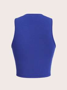 SHEIN EZwear Áo khoác và áo lót dành cho xe tăng nữ Lá thư Đồ họa Giải trí - Xanh đậm - Xem 2