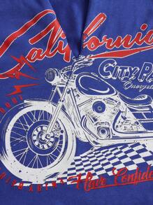 SHEIN EZwear Áo khoác và áo lót dành cho xe tăng nữ Lá thư Đồ họa Giải trí - Xanh đậm - Xem 3