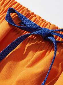 Men Cartoon Graphic Drawstring Waist Shorts - Orange - View 3