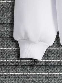 Nam Cartoon & Đồ họa chữ cái Túi kangaroo Dây rút Áo hoodie ấm áp - trắng - Xem 3