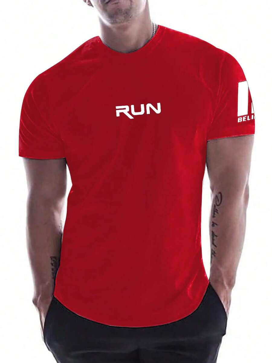 Manfinity Sport Corelite Áo thun thể thao họa tiết bạn trai Manfinity Fitness dành cho nam Áo tập luyện Áo tập luyện Bóng rổ Áo thun họa tiết trở lại trường Áo thun họa tiết bạn trai dành cho nam, Quần áo tập luyện Áo tập luyện Giáng sinh Thoáng khí - Màu Đỏ Sâu - Xem 1