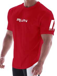 Manfinity Sport Corelite Áo thun thể thao họa tiết bạn trai Manfinity Fitness dành cho nam Áo tập luyện Áo tập luyện Bóng rổ Áo thun họa tiết trở lại trường Áo thun họa tiết bạn trai dành cho nam, Quần áo tập luyện Áo tập luyện Giáng sinh Thoáng khí - Màu Đỏ Sâu - Xem 5