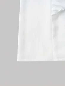 SHEIN Unity Ruffle Trim Flare Sleeve Tie Neck Blouse - White - View 5