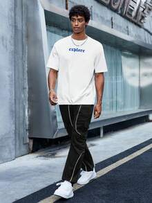 Manfinity RebelGame Áo thun nam Lá thư Giải trí - trắng - Xem 5