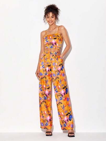 Sarah Alice Rabbit con estampado floral Top de tirantes & Pantalones de pierna ancha