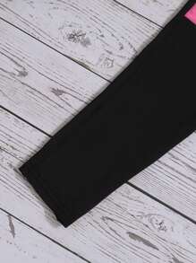 SHEIN 女小童高低下擺上衣&字母圖案吊帶上衣&撞色緊身打底褲 - 彩色 - 查看 8