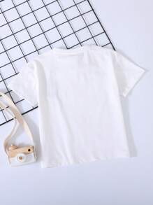 Chica preadolescente Camiseta con estampado de dibujos animados y letra