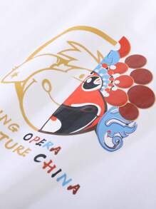 Chica preadolescente Camiseta con estampado de dibujos animados y letra