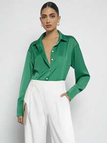 BizChic Solid Button Front Shirt