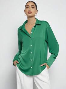 BizChic Solid Button Front Shirt