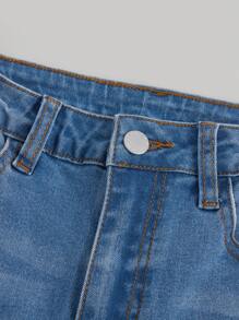 SHEIN Girlism Teen Girl Ripped Flare Leg Jeans - Light Wash - View 4